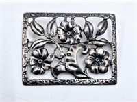 Antique Sterling Silver Flowers Brooch