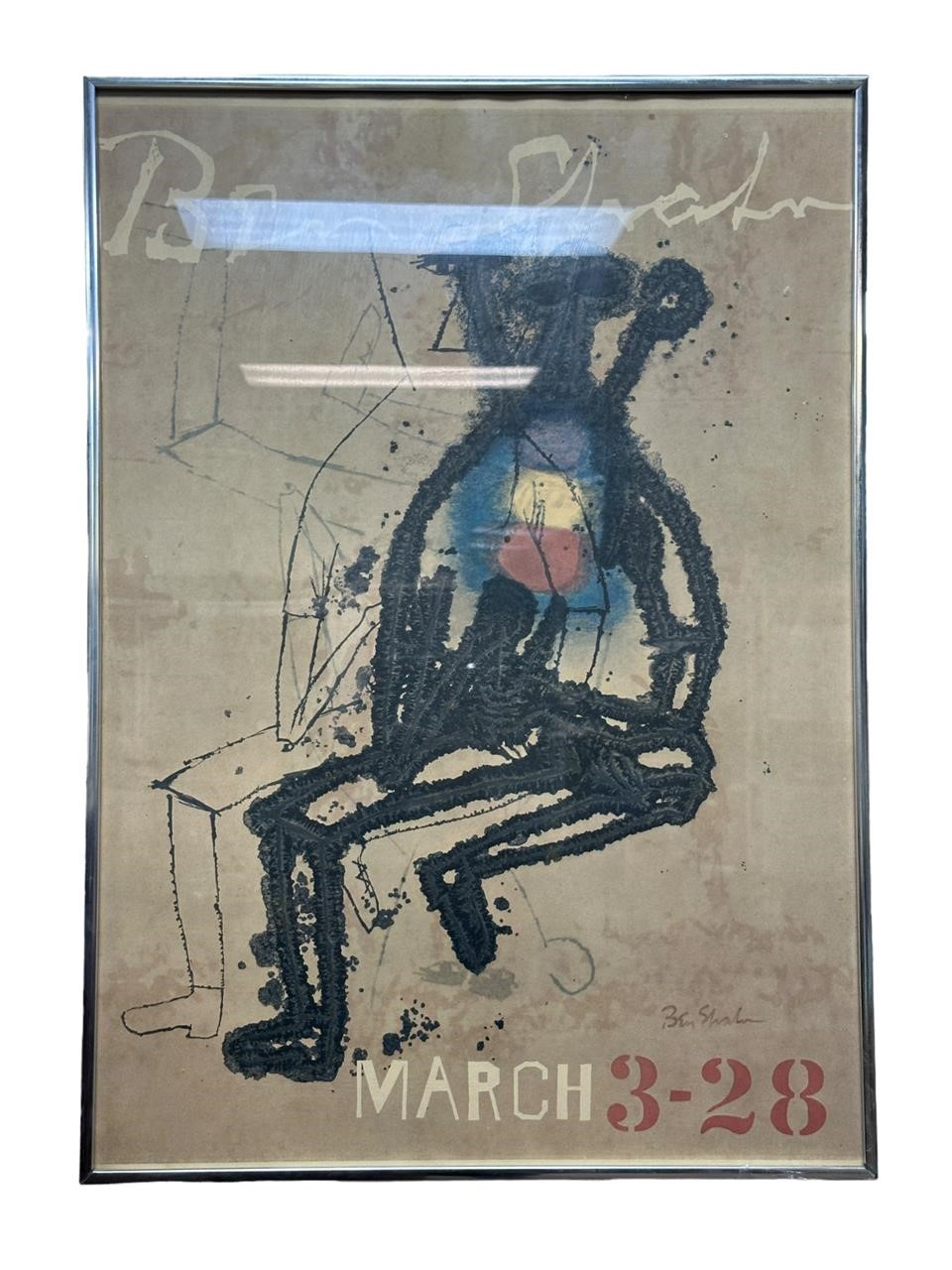 1960's Ben Shahn Lithograph Exhibition Poster