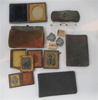 Vintage purses, tin types, dag cases, civil war