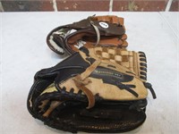 2 Ball Gloves - Louisville Slugger & Rawlings