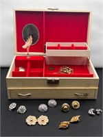 Vintage jewelry box and costume jewelry