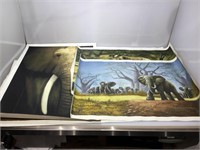Six Studio Art Paintings on Canvas of Elephants