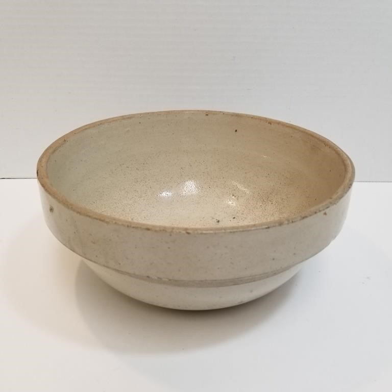 Gray Stoneware Crock Bowl 10.5" at Rim - Unsigned