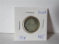 1965 CANADA 25 CENTS SILVER COIN