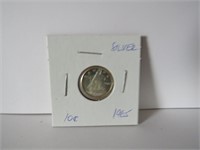 1965 CANADA 10 CENTS SILVER COIN
