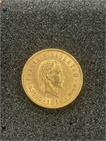 1916 GOLD 5 PESO CUBAN COIN