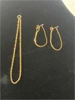 10K Chain Bracelet and Dangle Hoop Earring Set