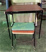 Card Table with 3 Stacking Stools