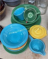 Group of fiesta style dishes- 21pcs unmarked