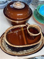 Group of brown drip pottery