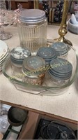 Group of old kitchen jars with zinc lids