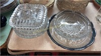 Group of ckear glass-candy dishes, ashtray and