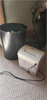 Trash can and shred mate paper shredder