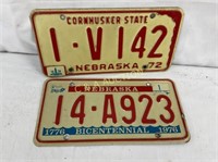 1972 & 76 NEBRASKA STATE TAGS