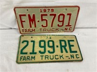 1971 & 75 NC FARM TRUCKS TAGS