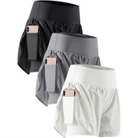 L  Sz L Cadmus 2 in 1 Women's Workout Shorts with