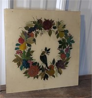 Antique reverse painted glass panel - probably