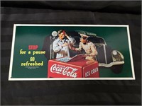 Vintage metal Coca-Cola sign.  16.5 x 8-in