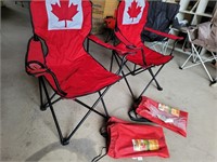 2 Canada Red-White Folding Camp Chairs