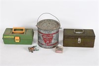 Vintage Bait Bucket, Fishing Flys, Tackleboxes