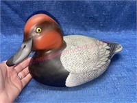 Rebecca Barke 1995 red head wooden duck decoy