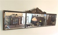 ANTIQUE 3 SECTION MIRROR - 14" X 33"
