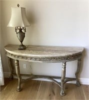 Half round console table with marble top