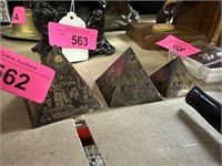 3PC METAL PYRAMIDS ENGRAVED