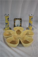 13.5" serving dish, 2 - 8" candlesticks and