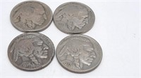 4 Buffalo Nickels. 1928, 1930, 1934, 1935