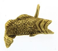 14kt Gold Bass Fishing Pendant