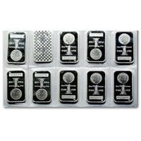 (10) 1 oz Silver Morgan Design Silver Bars