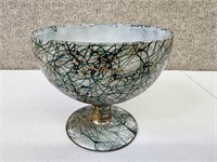 Hand Painted Teal & Gold Drizzle Bowl