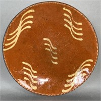 PA slipware plate ca. 1860; five yellow slip