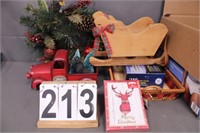Metal Holiday Truck - Wreath - Wood Sleigh - Cards
