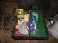 Lot of Vintage Fishing Items in Metal Tacklebox -