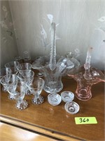 BASKET ,GOBLETS LOT