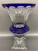 Faberge cobalt cut to clear Empire vase (crack) -