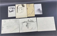 Group John Beauchamp sketches / drawings -