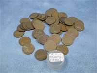 Fifty Assorted 1940s Wheat Cents