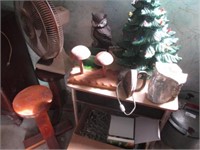 Sad iron, Christmas tree, fans, stools, misc