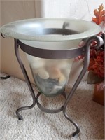 Glass/ Metal Vase W/ Rocks Decor