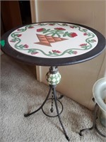 Tile Top Round Table, Metal Base