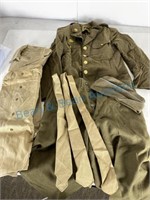 World War II US Army dress greens tie shirt p