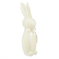 Flocked Bunny Decor  Cream  16 Inch  Easter