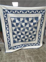 Blue and White Hand Sewn Quilt