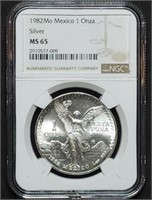 1982 Mo Mexico Silver Libertad Onza NGC MS65 Nice