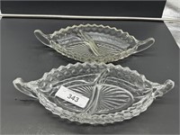 2 American Fostoria 2 part relish oval