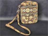VERA BRADLEY QUILTED BROWN FLORAL CROSSBODY PURSE
