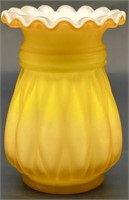 Kanawha Cased Yellow Vase w/ Ruffled Rim